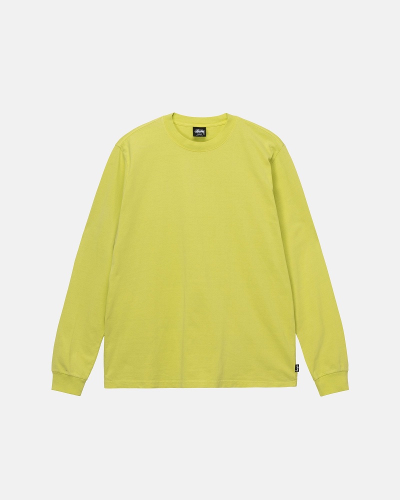 Stüssy Heavyweight Pigment Dyed Ls Crew Long Sleeve Knit Unisex Geel | WO91-I8-WX