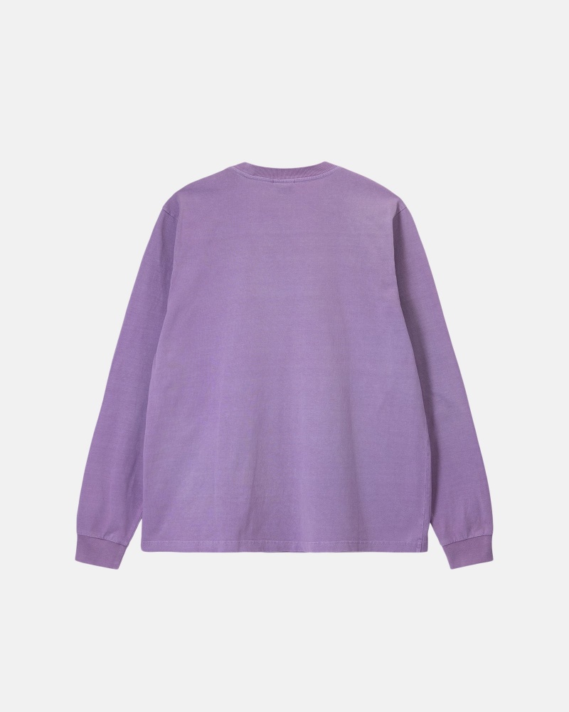 Stüssy Heavyweight Pigment Dyed Ls Crew Long Sleeve Knit Unisex Lavendel | YU46-Z2-QM