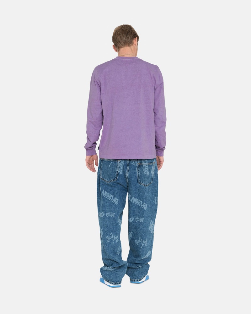 Stüssy Heavyweight Pigment Dyed Ls Crew Long Sleeve Knit Unisex Lavendel | YU46-Z2-QM