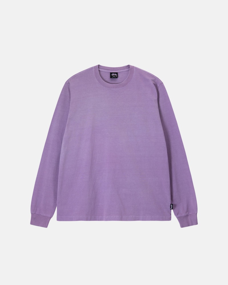 Stüssy Heavyweight Pigment Dyed Ls Crew Long Sleeve Knit Unisex Lavendel | YU46-Z2-QM