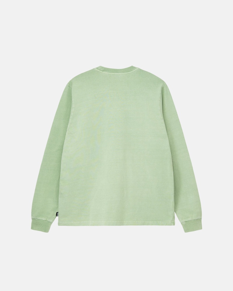 Stüssy Heavyweight Pigment Dyed Ls Crew Long Sleeve Knit Unisex Groen | QS30-W7-DM