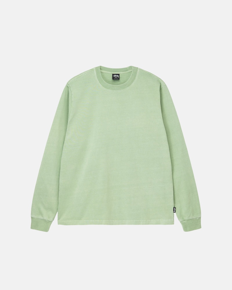 Stüssy Heavyweight Pigment Dyed Ls Crew Long Sleeve Knit Unisex Groen | QS30-W7-DM