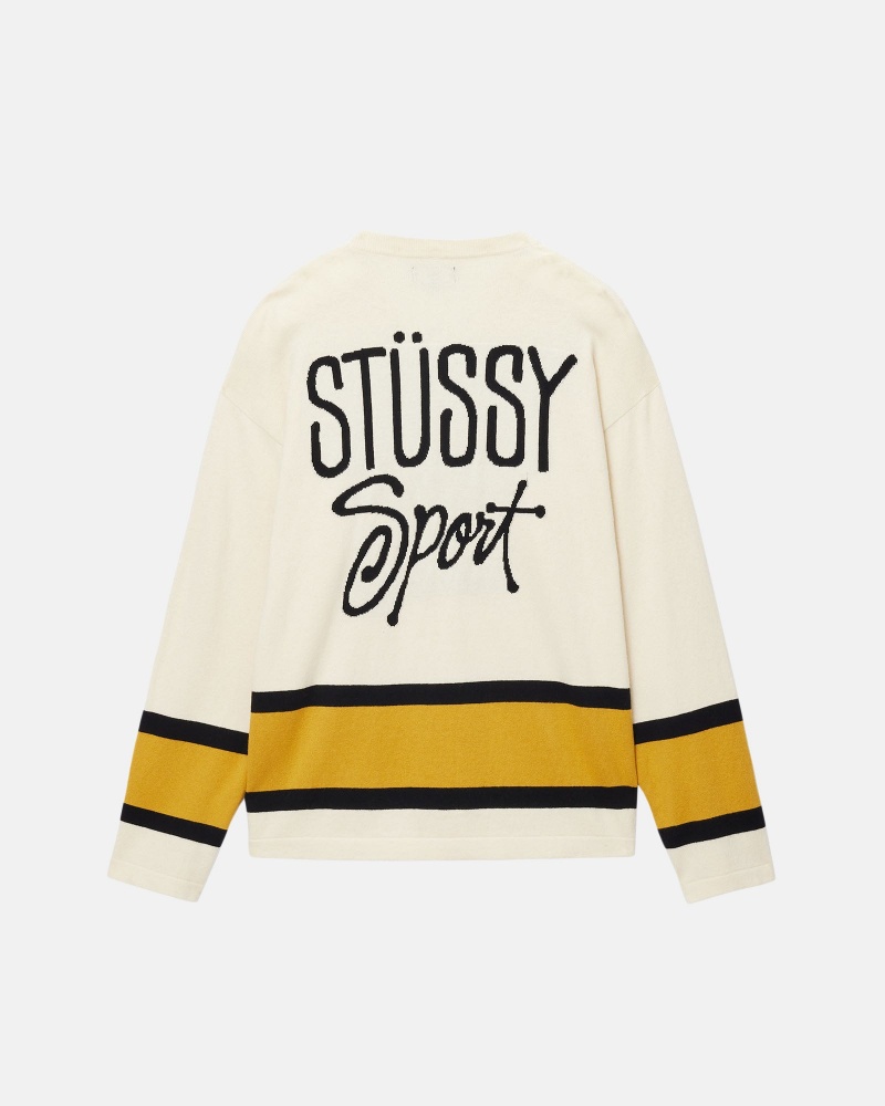 Stüssy Hockey Trui Long Sleeve Sweater Unisex Natural | BZ38-K1-EI