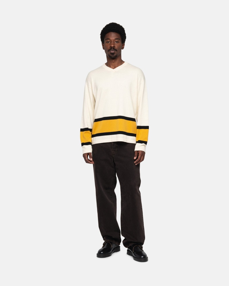 Stüssy Hockey Trui Long Sleeve Sweater Unisex Natural | BZ38-K1-EI