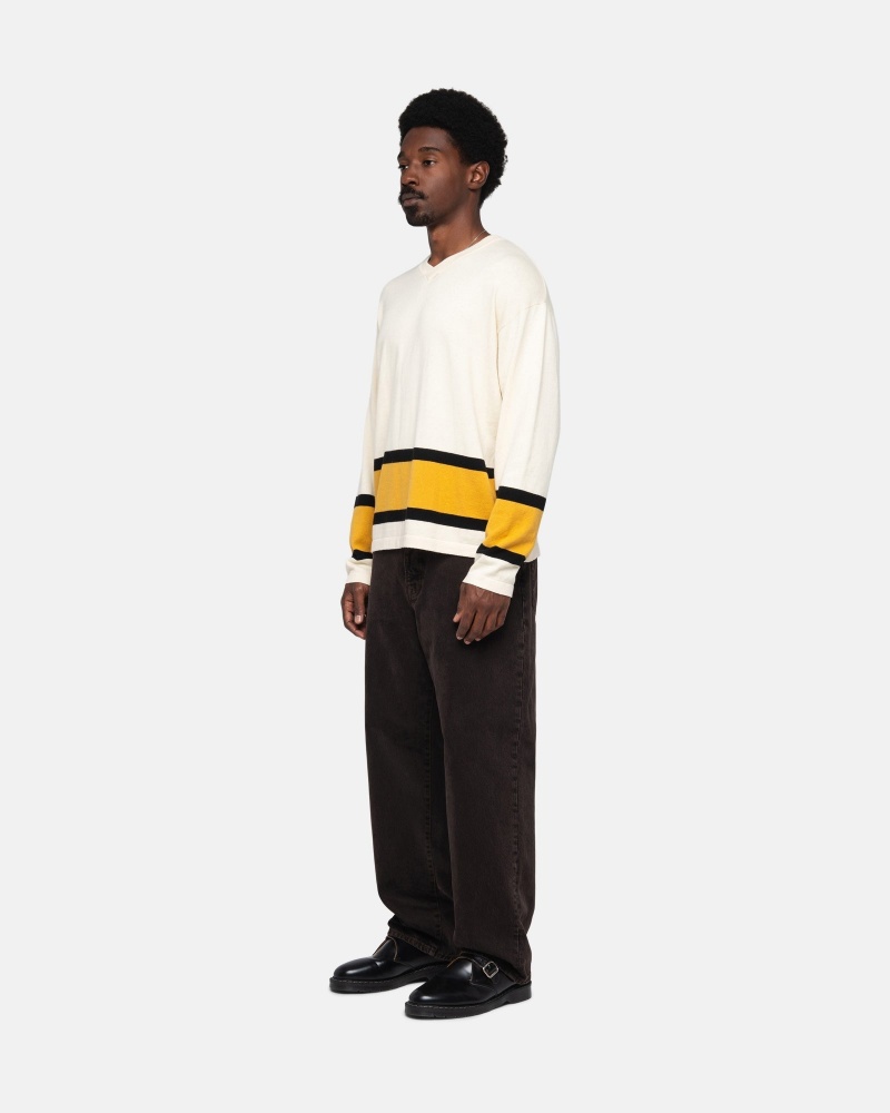 Stüssy Hockey Trui Long Sleeve Sweater Unisex Natural | BZ38-K1-EI