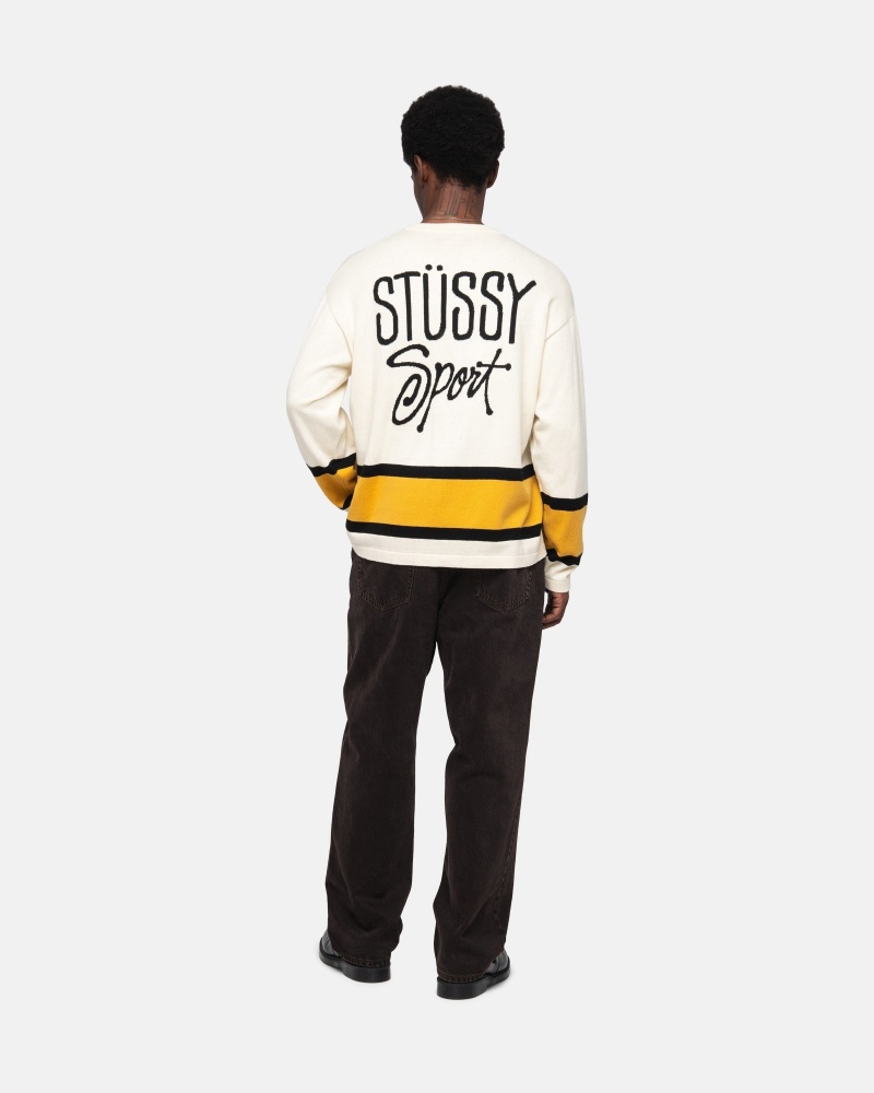 Stüssy Hockey Trui Long Sleeve Sweater Unisex Natural | BZ38-K1-EI