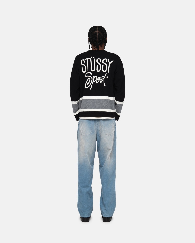 Stüssy Hockey Trui Long Sleeve Sweater Unisex Zwart | IA50-O2-LN