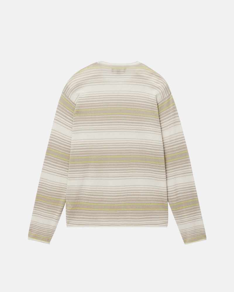 Stüssy Horizontal Stripe Trui Long Sleeve Sweater Unisex Natural | XA39-Q9-DM