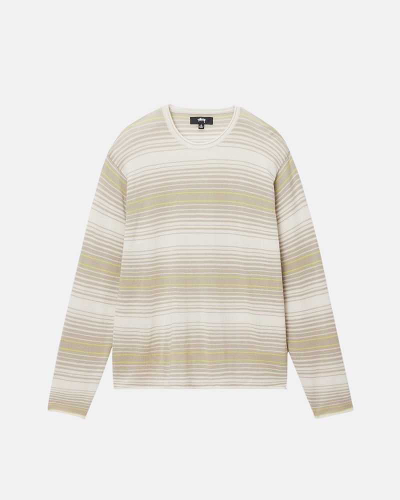 Stüssy Horizontal Stripe Trui Long Sleeve Sweater Unisex Natural | XA39-Q9-DM