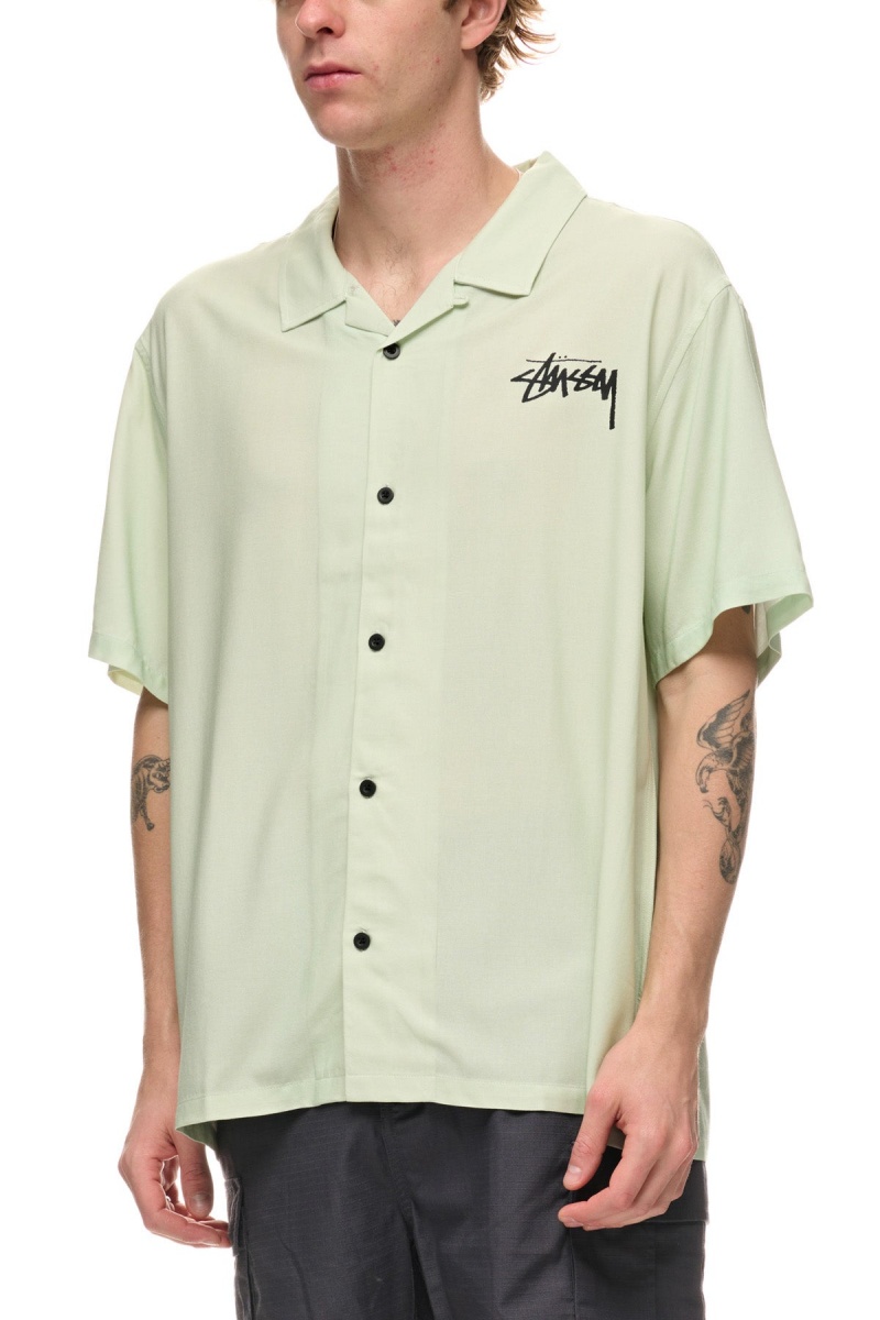 Stüssy How We'Re Living Ss Shirt Overhemd Heren Groen | TC99-E6-UA