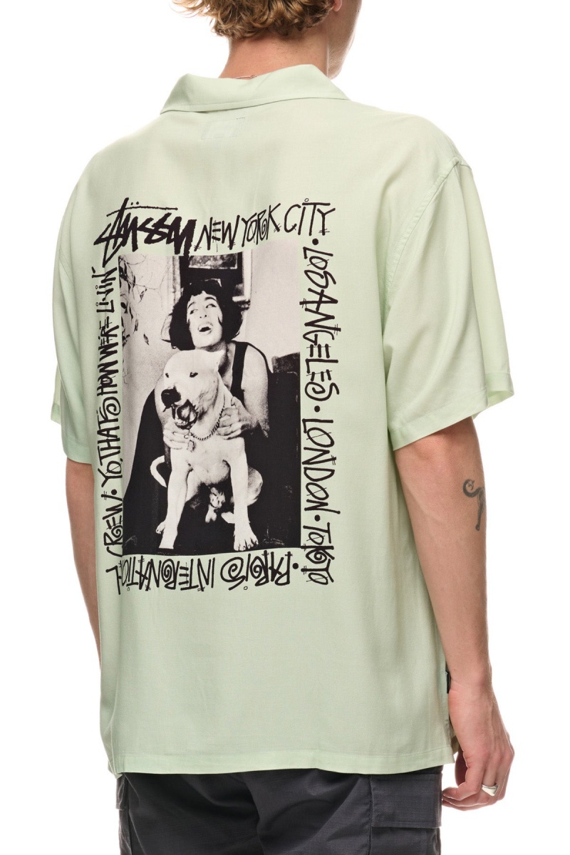 Stüssy How We'Re Living Ss Shirt Overhemd Heren Groen | TC99-E6-UA