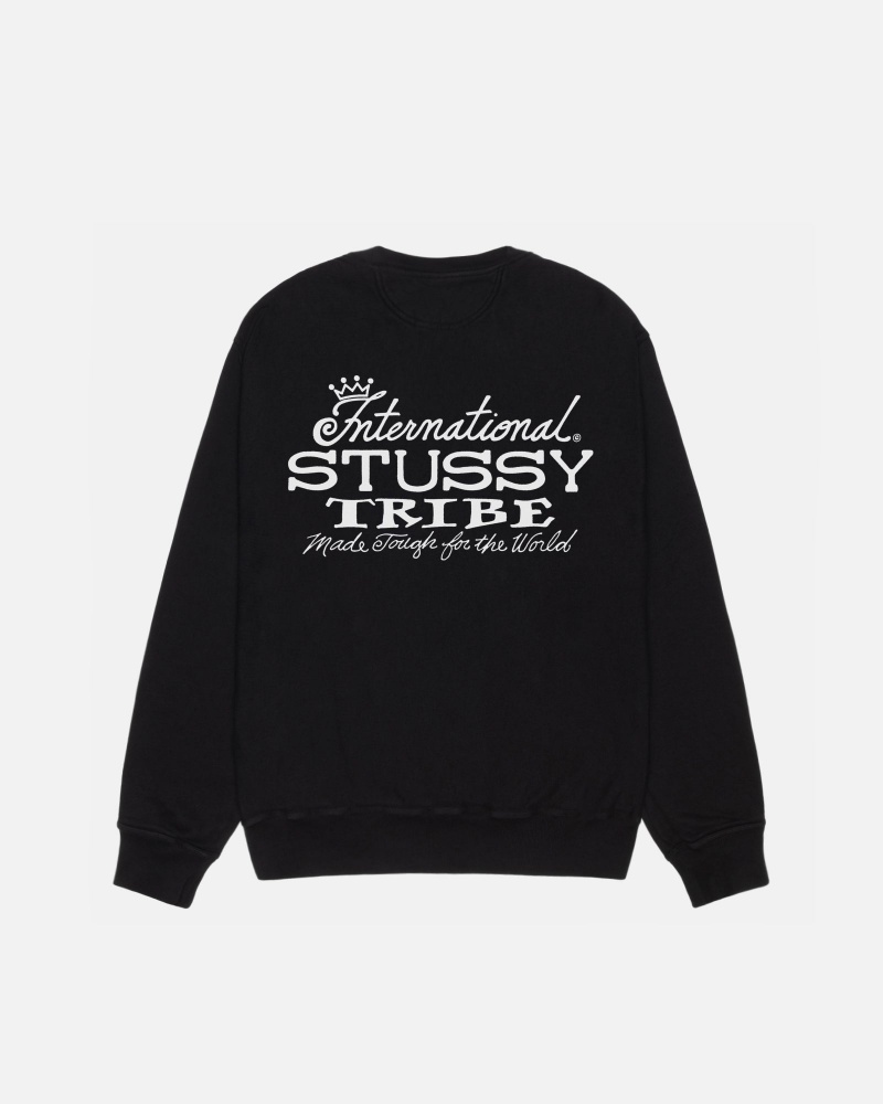 Stüssy IST Crew Pigment Dyed Long Sleeve Sweatshirt Unisex Zwart | WP77-H5-VT