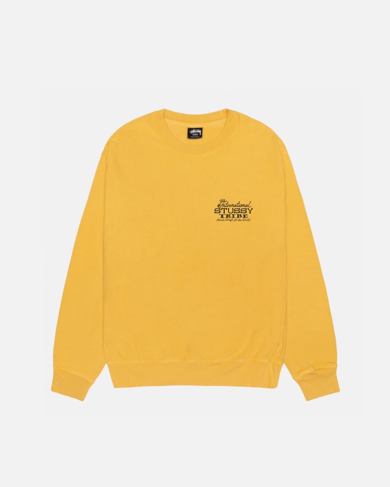 Stüssy IST Crew Pigment Dyed Long Sleeve Sweatshirt Unisex Honey | UC27-X1-TO