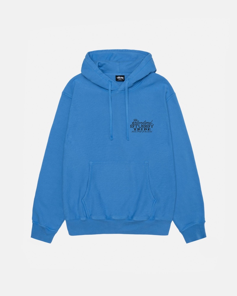 Stüssy IST Hoodie Pigment Dyed Long Sleeve Sweatshirt Unisex Blauw | RS61-T5-EZ