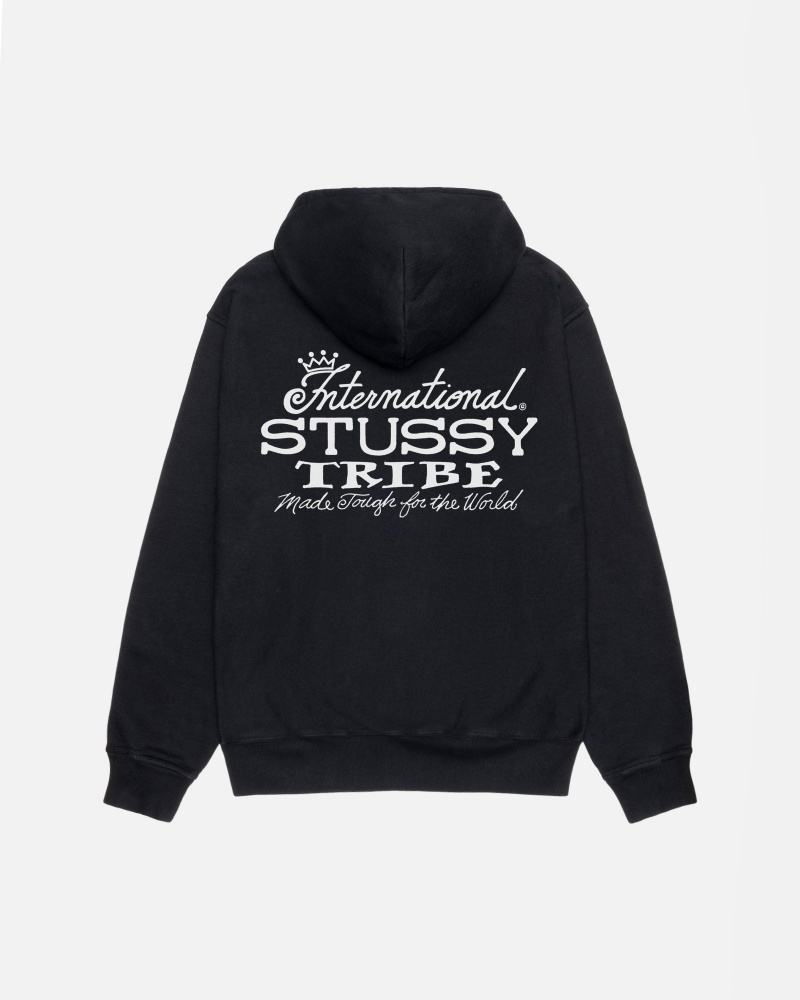 Stüssy IST Hoodie Pigment Dyed Long Sleeve Sweatshirt Unisex Zwart | MX77-G6-EH