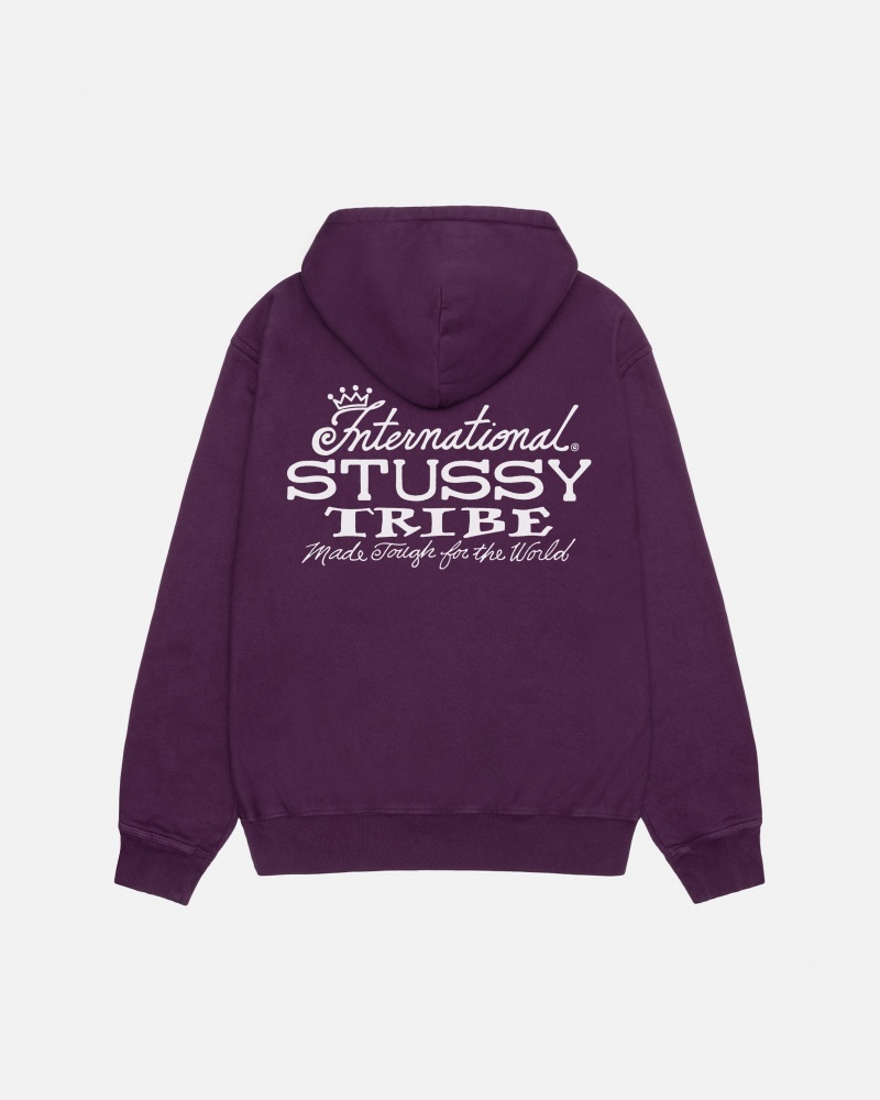 Stüssy IST Hoodie Pigment Dyed Long Sleeve Sweatshirt Unisex Paars | CS62-K4-DD