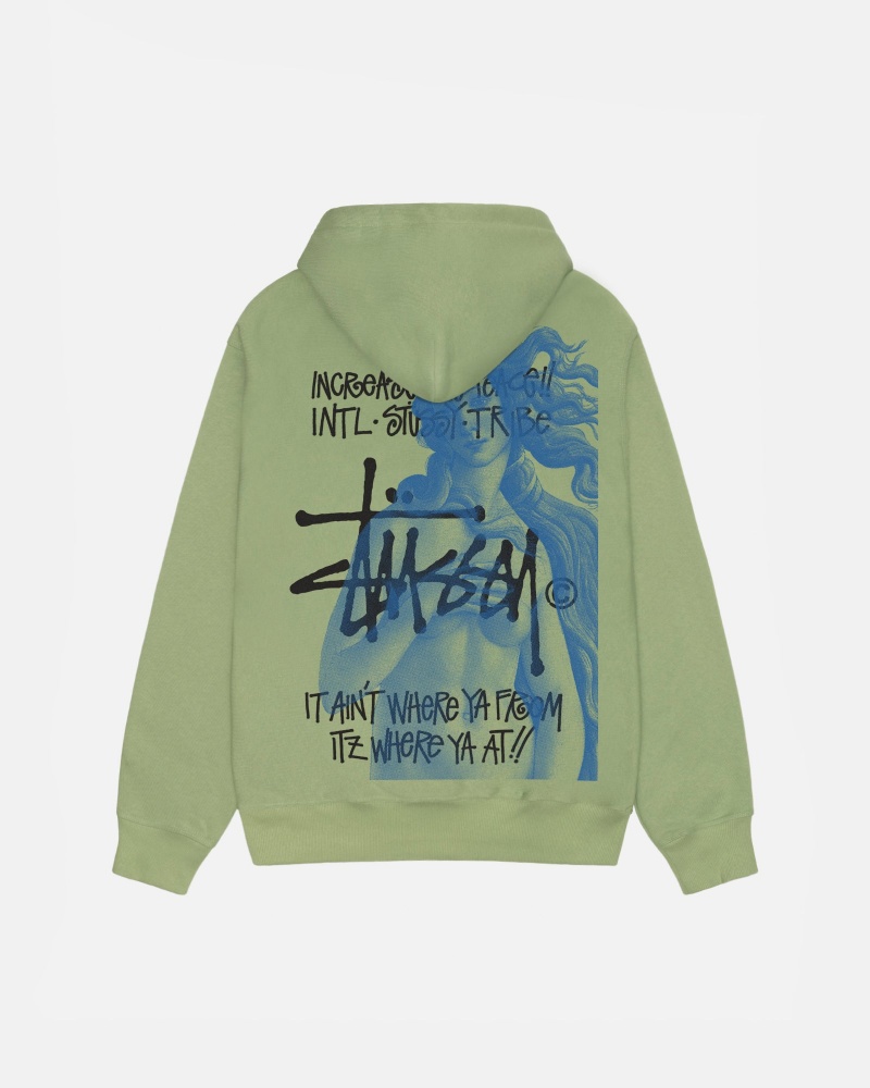 Stüssy Ist Venus Zip Hoodie Long Sleeve Sweatshirt Unisex Moss | SY58-O6-VX