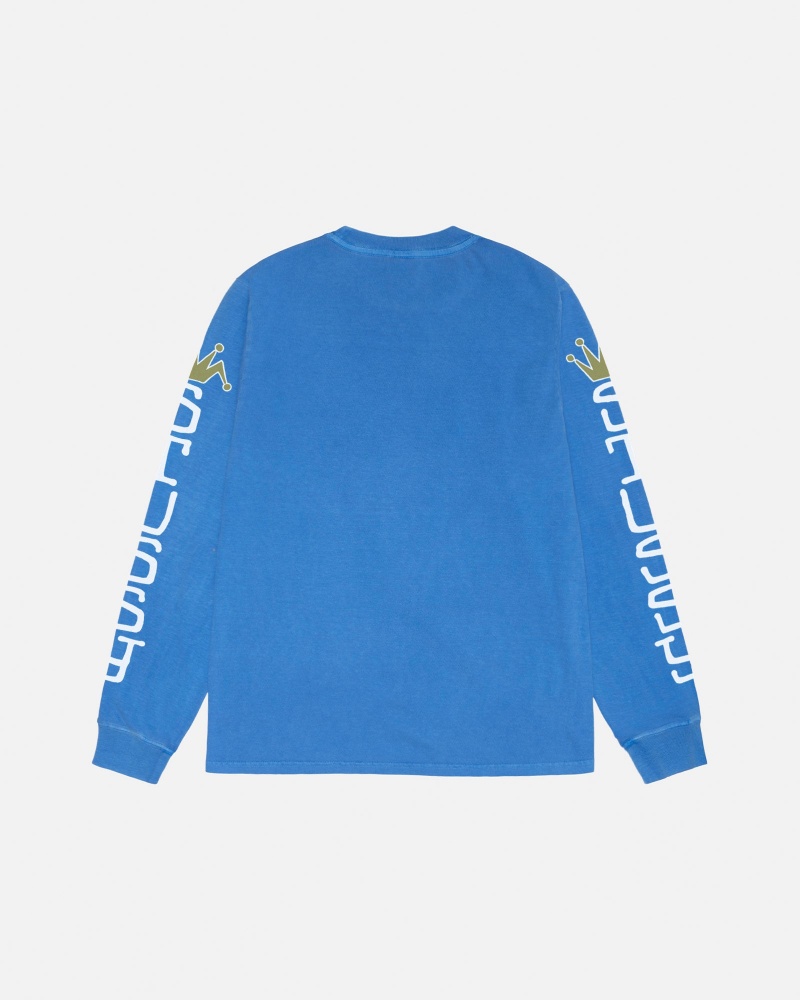 Stüssy Jumbo LS Tee Pigment Dyed Long Sleeve T-Shirt Unisex Blauw | RZ74-O0-PT