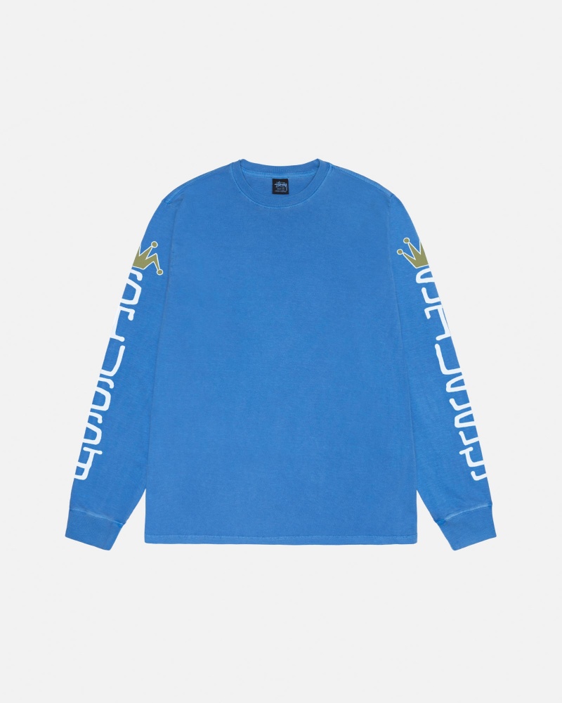 Stüssy Jumbo LS Tee Pigment Dyed Long Sleeve T-Shirt Unisex Blauw | RZ74-O0-PT