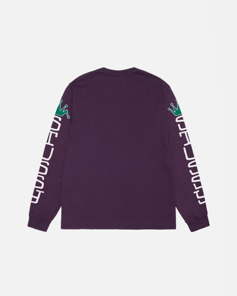 Stüssy Jumbo LS Tee Pigment Dyed Long Sleeve T-Shirt Unisex Paars | ZY77-J5-EZ