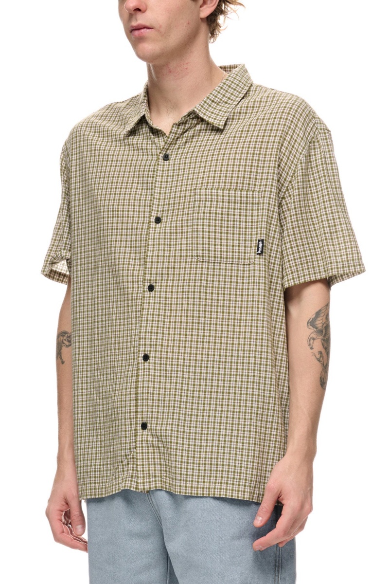 Stüssy Kemp Check Ss Shirt Overhemd Heren Groen | VH81-Z1-GJ