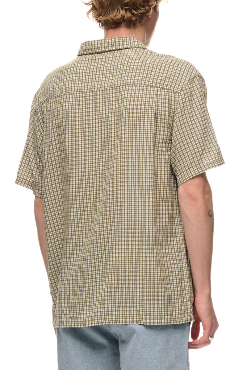 Stüssy Kemp Check Ss Shirt Overhemd Heren Groen | VH81-Z1-GJ