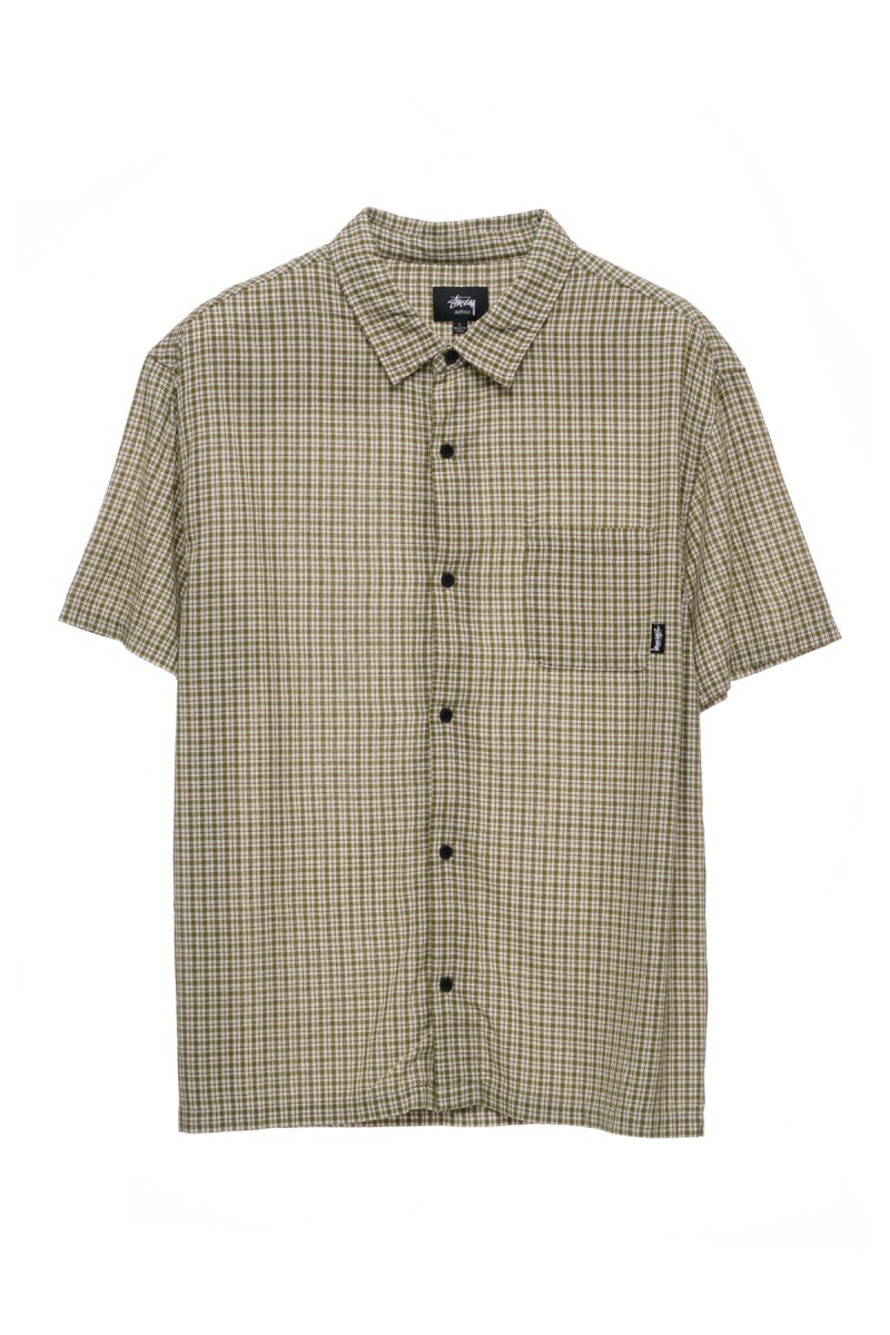 Stüssy Kemp Check Ss Shirt Overhemd Heren Groen | VH81-Z1-GJ