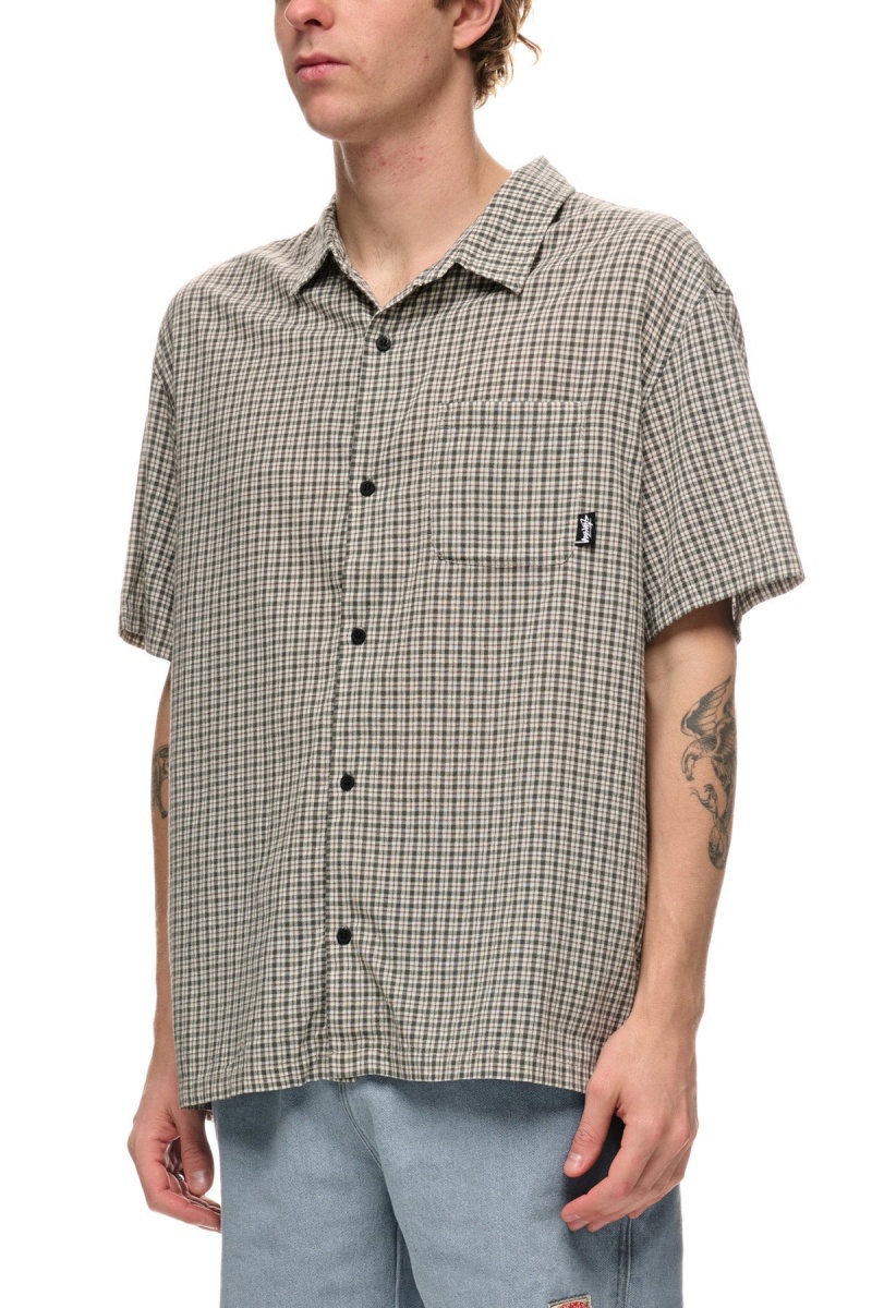 Stüssy Kemp Check Ss Shirt Overhemd Heren Blauw | ZH46-Z8-VW