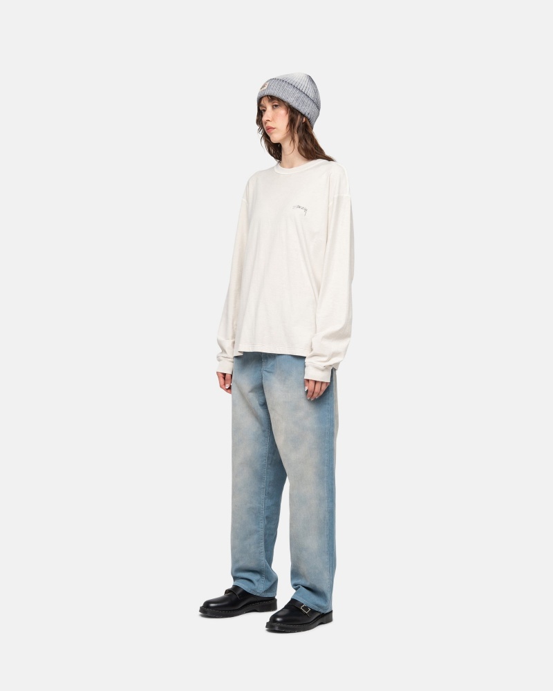 Stüssy Lazy Ls Tee Long Sleeve Knit Unisex Bone | PQ32-R9-DA