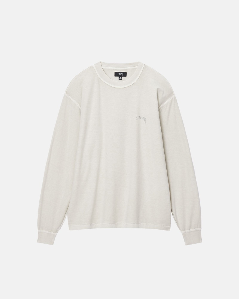 Stüssy Lazy Ls Tee Long Sleeve Knit Unisex Bone | PQ32-R9-DA