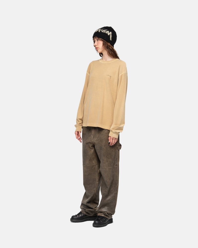 Stüssy Lazy Ls Tee Long Sleeve Knit Unisex Goud | FO76-Q3-ZB