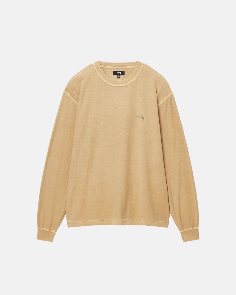 Stüssy Lazy Ls Tee Long Sleeve Knit Unisex Goud | FO76-Q3-ZB