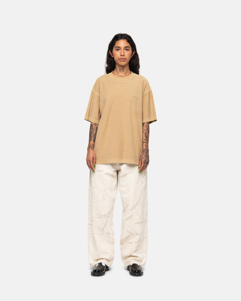 Stüssy Lazy Tee Short Sleeve Knit Unisex Goud | RA65-K2-NM