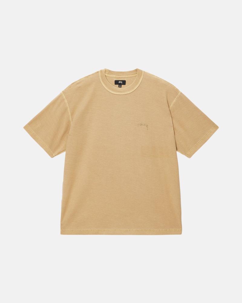 Stüssy Lazy Tee Short Sleeve Knit Unisex Goud | RA65-K2-NM