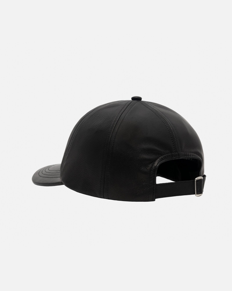 Stüssy Low Pro Basic Leren Strapback Ball Cap Unisex Zwart | ZU35-W3-FK