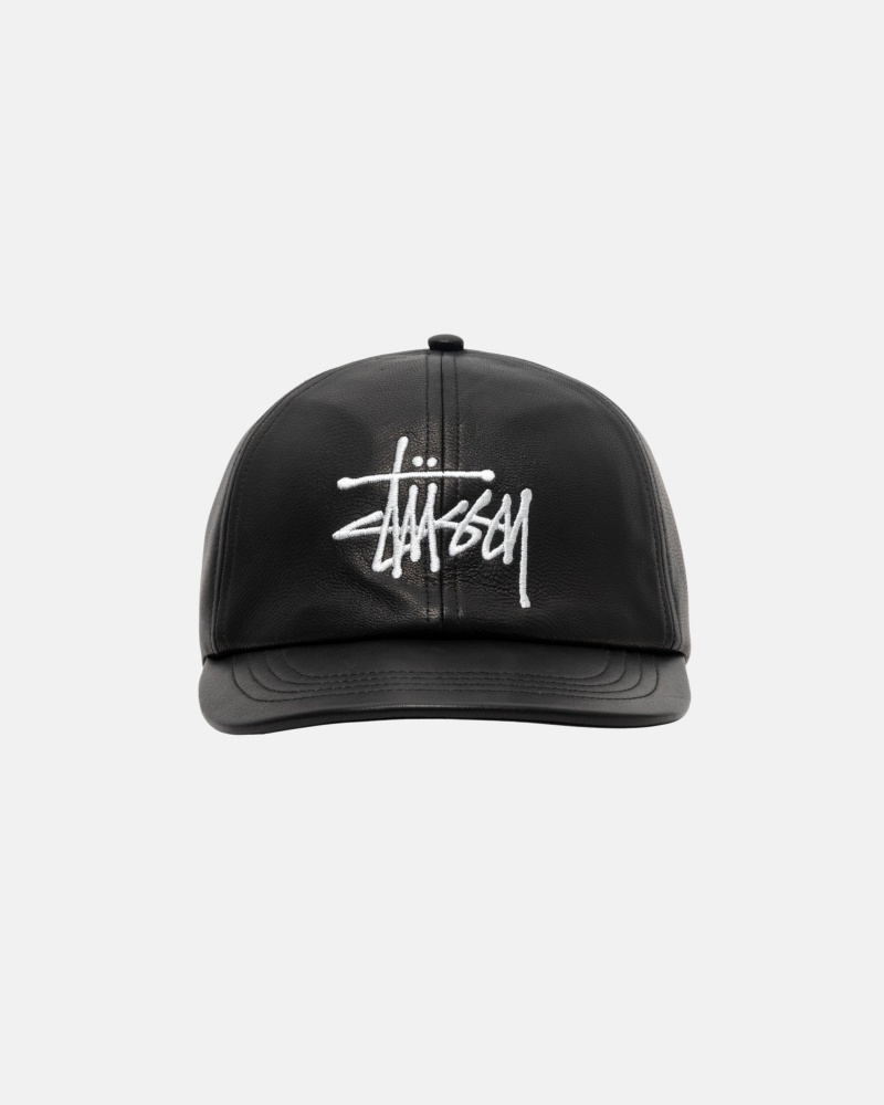 Stüssy Low Pro Basic Leren Strapback Ball Cap Unisex Zwart | ZU35-W3-FK