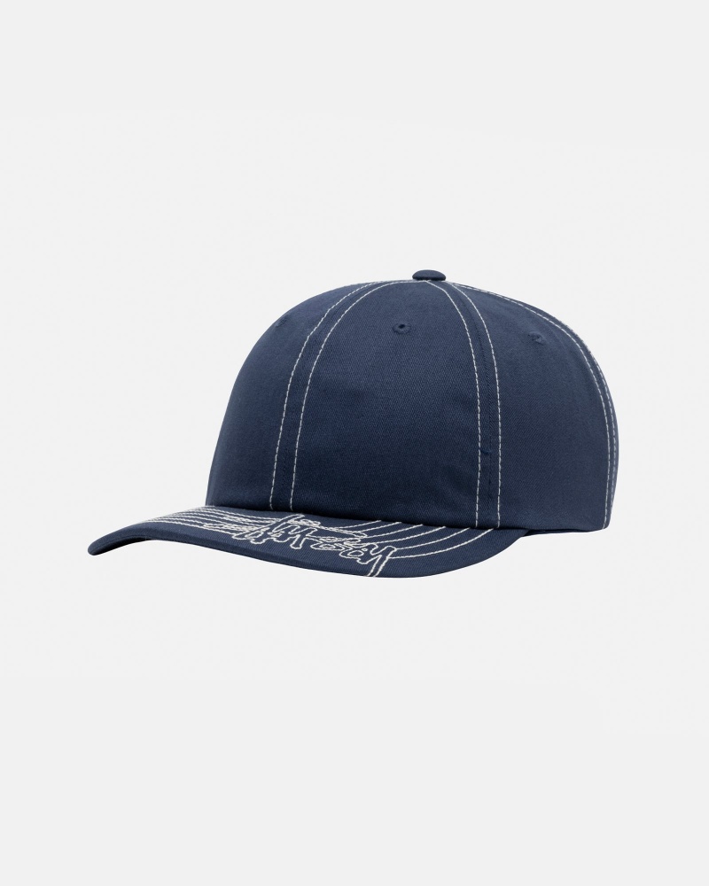 Stüssy Low Pro Basic Stitch Strapback Ball Cap Unisex Donkerblauw | OZ49-J4-DM