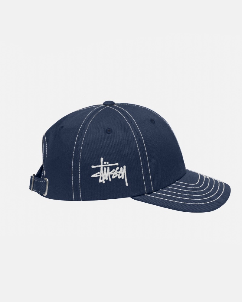 Stüssy Low Pro Basic Stitch Strapback Ball Cap Unisex Donkerblauw | OZ49-J4-DM