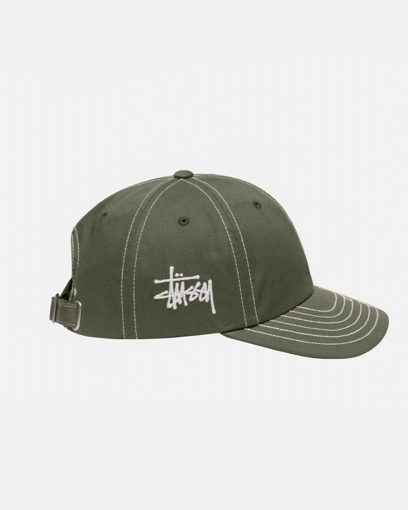 Stüssy Low Pro Basic Stitch Strapback Ball Cap Unisex Olijfgroen | JM64-Z5-PR