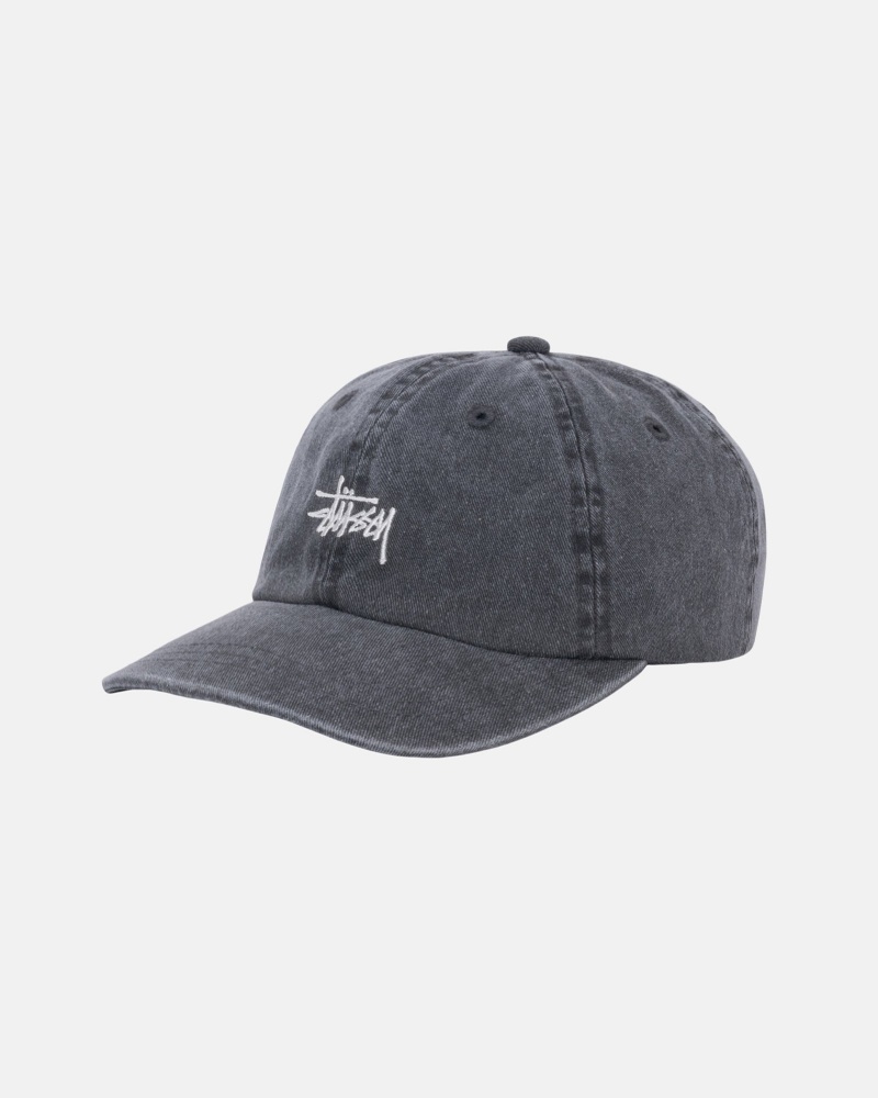 Stüssy Low Pro Basic Washed Strapback Ball Cap Unisex Charcoal | RE71-V3-CG