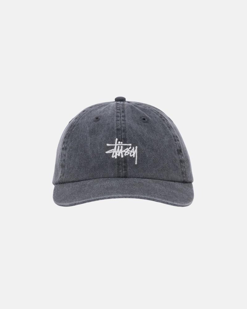 Stüssy Low Pro Basic Washed Strapback Ball Cap Unisex Charcoal | RE71-V3-CG