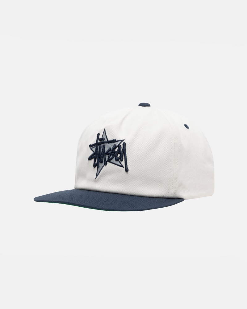 Stüssy Mid-Depth Basic Star Strapback Ball Cap Unisex Wit | LQ62-K6-RN