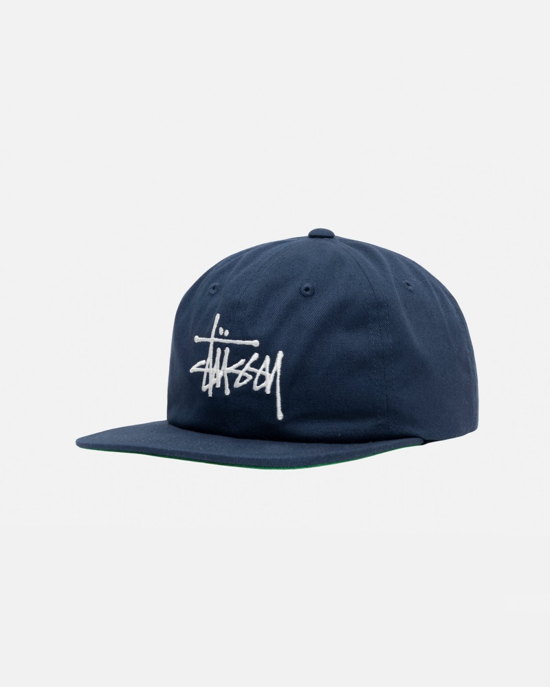 Stüssy Mid-Depth Basic Strapback Ball Cap Unisex Donkerblauw | AJ97-C3-VL