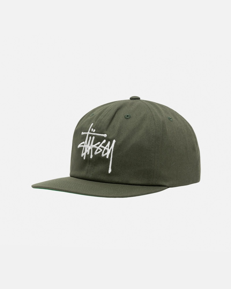 Stüssy Mid-Depth Basic Strapback Ball Cap Unisex Olijfgroen | LR72-C2-AU