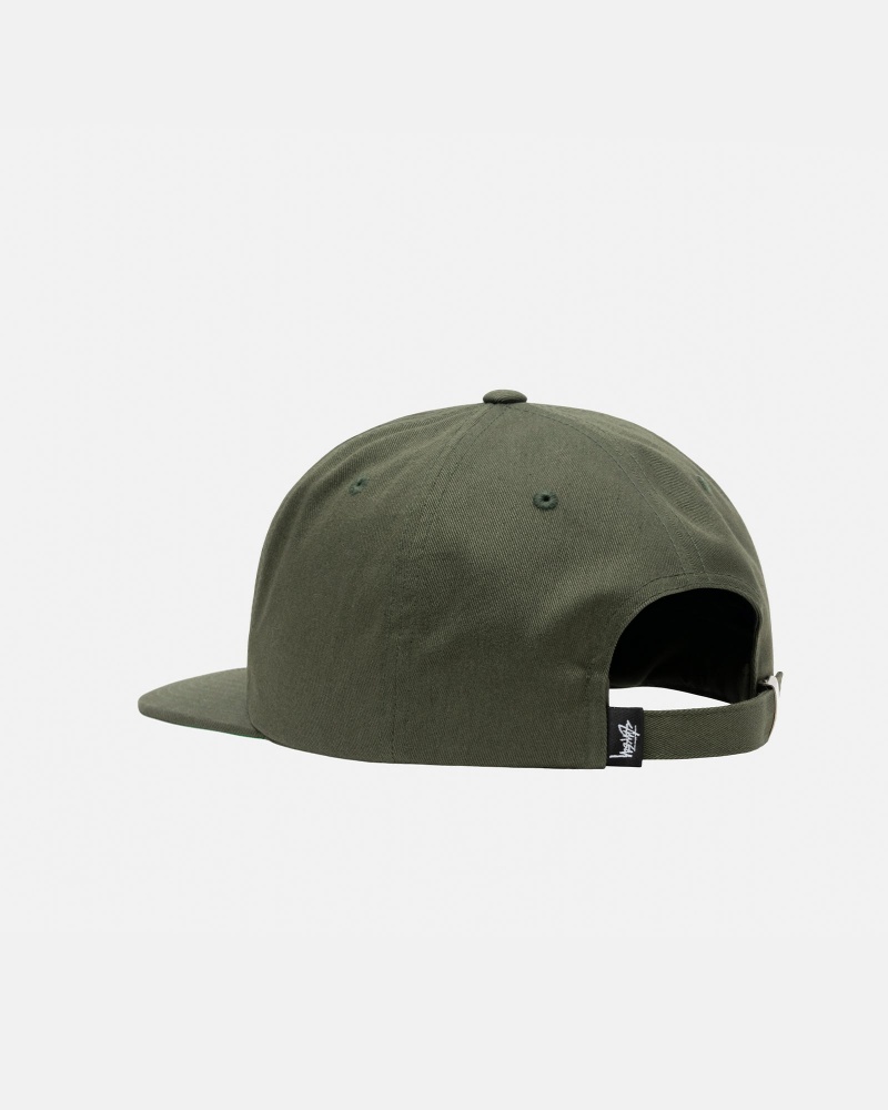 Stüssy Mid-Depth Basic Strapback Ball Cap Unisex Olijfgroen | LR72-C2-AU