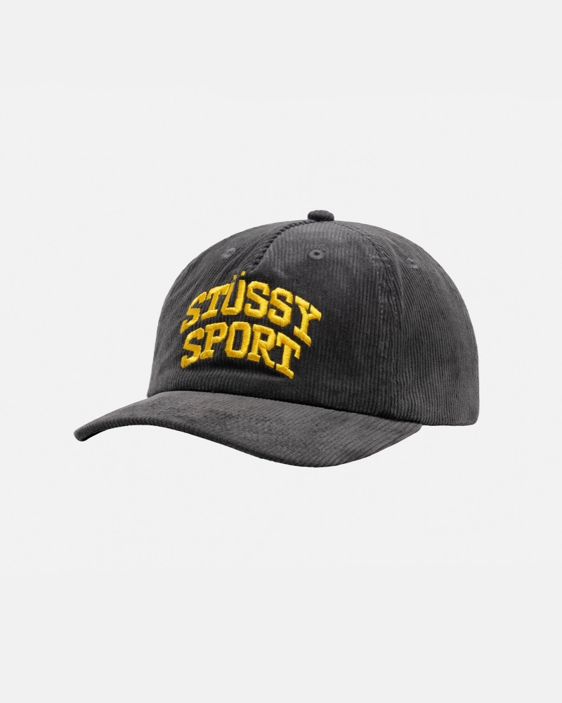 Stüssy Mid-Depth Sport Arch Strapback Ball Cap Unisex Charcoal | YB24-I9-GA