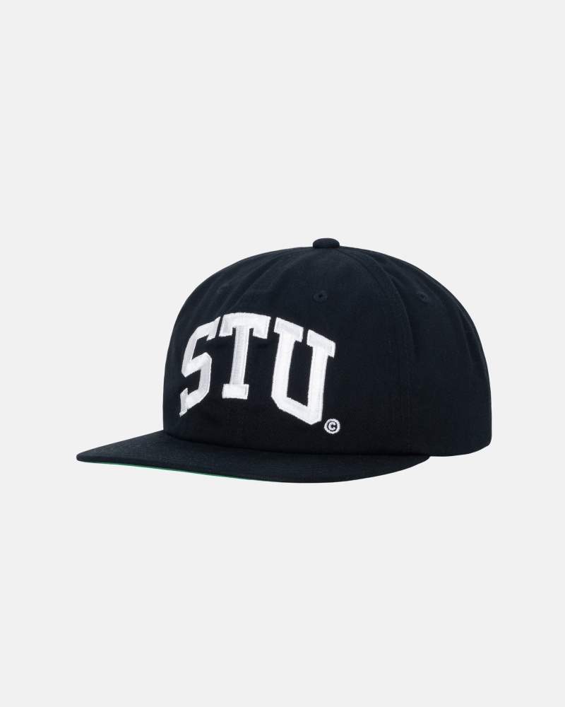 Stüssy Mid-Depth Stu Arch Strapback Ball Cap Unisex Zwart | TN10-T8-LE