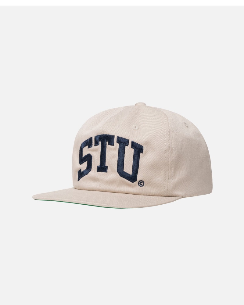 Stüssy Mid-Depth Stu Arch Strapback Ball Cap Unisex Khaki | UW00-F5-EX