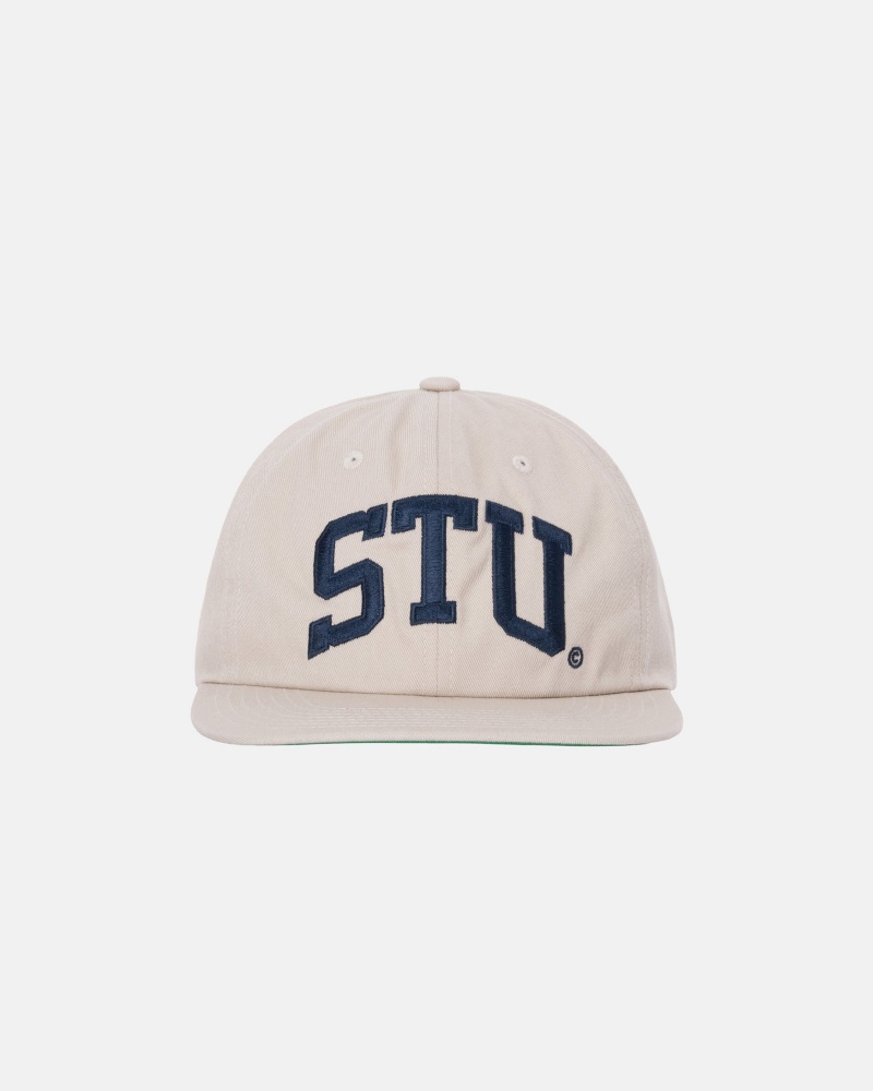 Stüssy Mid-Depth Stu Arch Strapback Ball Cap Unisex Khaki | UW00-F5-EX