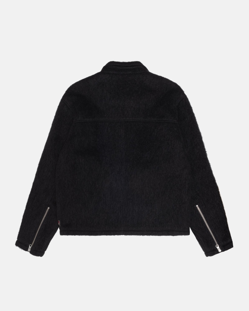 Stüssy Mohair Club Jacket Long Sleeve Outerwear Unisex Zwart | ZR57-P6-OT